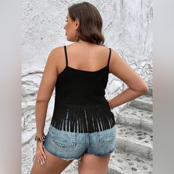 SHEIN SXY Plus Cut Out Fringe Hem Cami Top - Picture 2 of 8